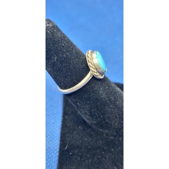 Native American Blue Turquoise Sterling Silver Ring Size 5.75 Vintage 925 - Picture 4 of 7